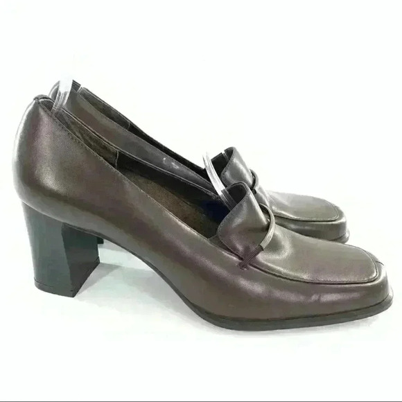 Mootsies Tootsies Kelly heels 7.5 brown leather square toe vintage 90s academia - Picture 14 of 14